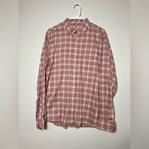 Faherty button down shirt‎ men medium Long Sleeves Pink Plaid Cotton Casual